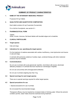 Page 1 of 4 SUMMARY OF PRODUCT CHARACTERISTICS