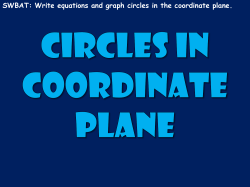 SWBAT: Write equations and graph circles in the coordinate plane.