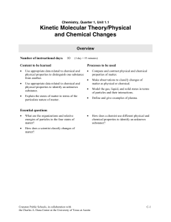 Kinetic Molecular Theory/Physical and Chemical Changes