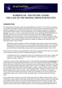 noir/polar - the mythic genre: the case of the missing french detective