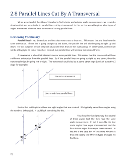Lesson 2.8: Parallel Lines Cut by a Transversal