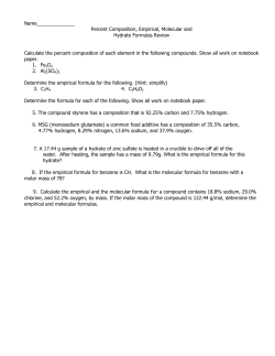 Percent Composition and Empirical Formula Quiz