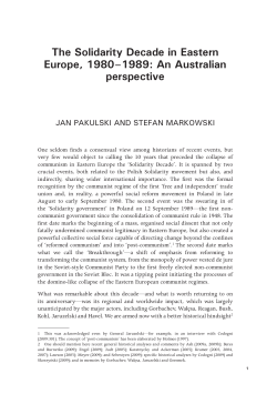 The Solidarity Decade in Eastern Europe, 1980 - ANU Press