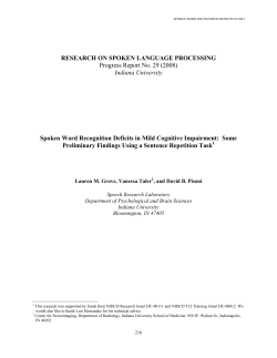 SPOKEN WORD RECOGNITION DEFICITS IN MILD COGNITIVE
