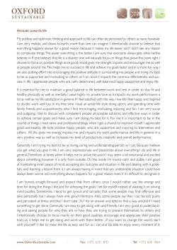 Attitude towards life My positive and optimistic thinking and