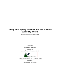 Grizzly Bear Spring, Summer, and Fall &ndash; Habitat Suitability Models