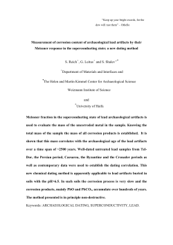 Measurement of corrosion content of archaeological lead artifacts by
