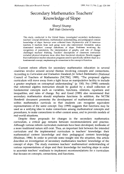 Secondary Mathematics Teachers` Knowledge of Slope