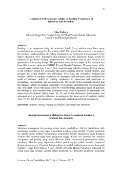 75 Lectura: Jurnal Pendidikan, Vol 8, No 1, Februari 2017 Analysis