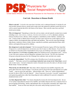Coal Ash: Hazardous To Human Health