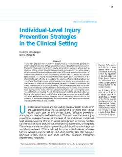 Individual-Level Injury Prevention Strategies in the Clinical Setting