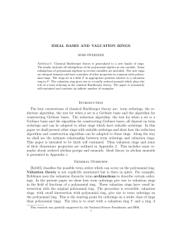 IDEAL BASES AND VALUATION RINGS Introduction The four