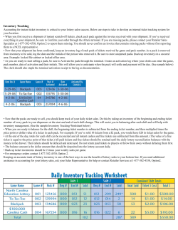 Inventory Tracking - NC Education Lottery