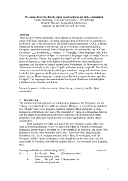 Movement from the double object construction is not - LingBuzz