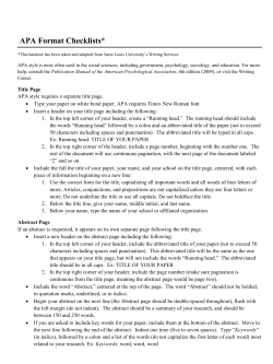 APA Format Checklists