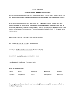 Garfield High School Incoming Freshmen HONORS Summer