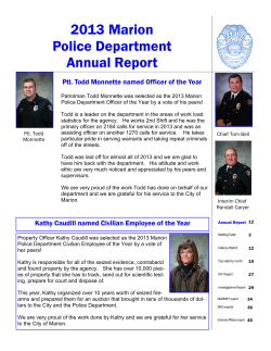 2013 Annual Report - Marion, Ohio Police Department