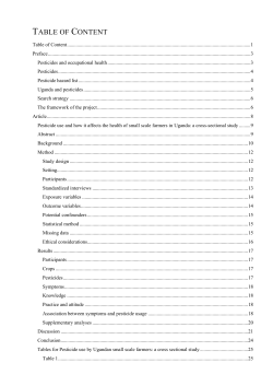 Pesticide use and health effects in Ugandan small scale farmers: a