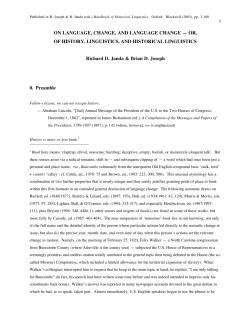 1 ON LANGUAGE, CHANGE, AND LANGUAGE CHANGE &mdash; OR, OF