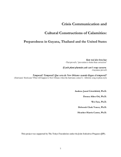 Crisis Communication and Cultural Constructions of Calamities: