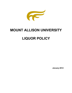 MOUNT ALLISON UNIVERSITY LIQUOR POLICY