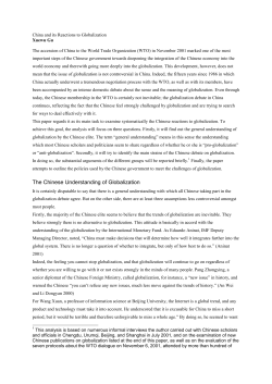 China and its Reactions to Globalization