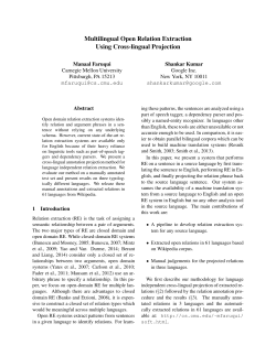 Multilingual Open Relation Extraction Using Cross
