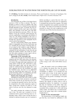 sublimation of water from the north polar cap on mars.
