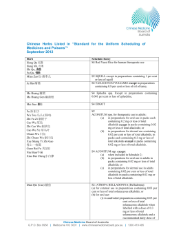 Updated Listing of Restricted Chinese Herbs