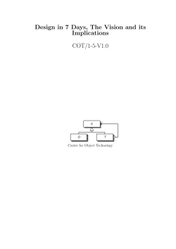 Design in 7 Days, The Vision and its Implications COT/1-5-V1.0