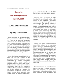 Special to The Washington Post April 28, 2000 CLARA BARTON