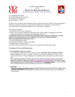 shakespeare competition committee - The Cincinnati Branch of the