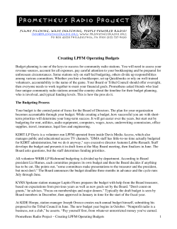 LPFM Operating Budgets - Prometheus Radio Project