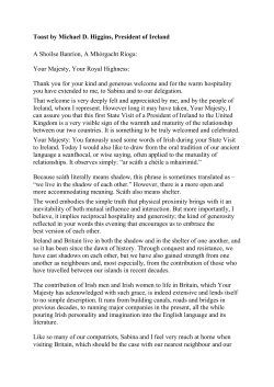Toast by Michael D. Higgins, President of Ireland