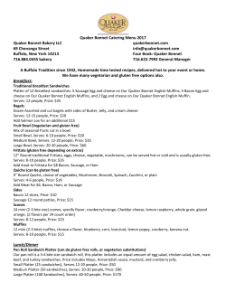 Quaker Bonnet Catering Menu 2017 Quaker Bonnet Bakery LLC