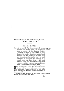 Saint Charles Church, Ryde, Cemetery Act 1936