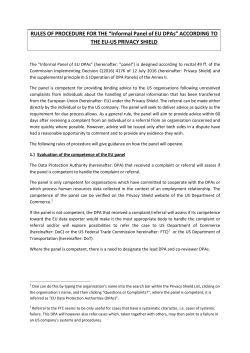 Rules of Procedure for the `Informal Panel of EU DPAs`