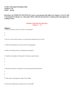 To Kill a Mockingbird Reading Guide Chapters 1