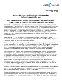 Artists, investors and innovators join together to launch Upstart Co-Lab