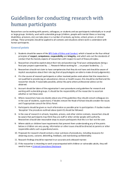 School of Psychology Guidelines for conducting research