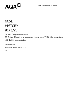 GCSE History Additional Specimen mark scheme Paper 2C