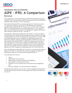 ASPE – IFRS: A Comparison