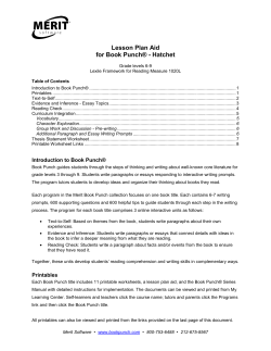Lesson Plan Aid for Book Punch&reg; - Hatchet