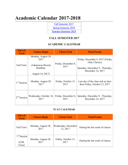 Academic Calendar 2017-2018