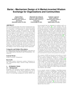 Barter - Mechanism Design of A Market