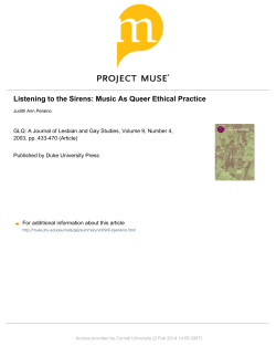 Listening to the Sirens: Music As Queer Ethical Practice