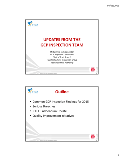 UPDATES FROM THE GCP INSPECTION TEAM Outline