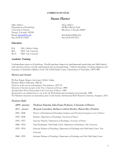 Dr. Susan Harter`s CV - DU Portfolio