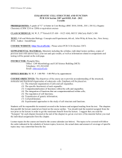 EUKARYOTIC CELL STRUCTURE AND FUNCTION PCB 3134