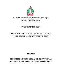 sec 37 2015 programme - National Institute for Policy and Strategic